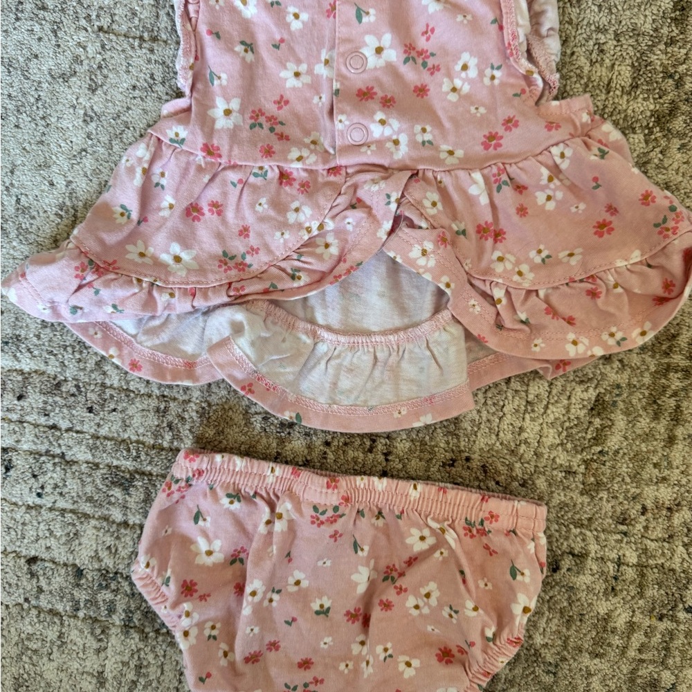 Pink Floral Ruffle Baby Matching Set - Picture 2 of 4
